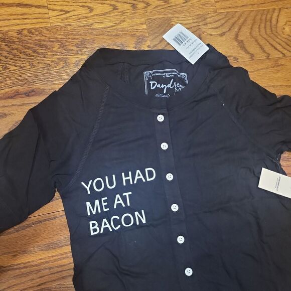 Daydream Nation You Had Me At Bacon Romper Sleeper Black XS - Picture 2 of 5